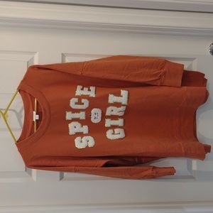 Orange Sweatshirt XL Spice Girl Chenille Patches with Pumpkin